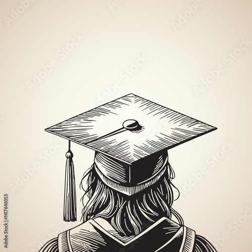 WOMAN WEARING GRADUATION CAP CAPTURE FROM BEHIND