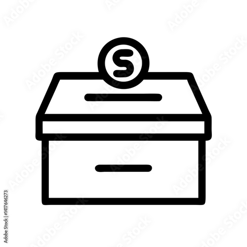 Donation Box with Slot on Top Icon Design