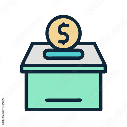Donation Box with Slot on Top Icon Design
