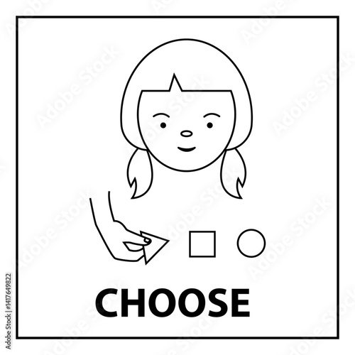 A diagram-card to help an autistic child navigate the work process. Choose