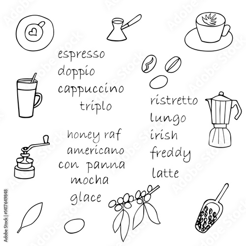 Drawn set of coffee