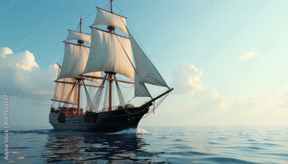 Gigantic liner with intricate rigging and towering mast, anchored in calm waters , boat, ocean Gigantic liner with intricate rigging and towering mast, anchored in calm waters , boat, ocean