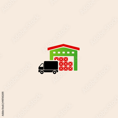 Warehouse icon flat vector design. 