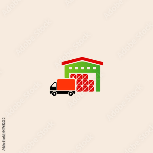 Warehouse icon flat vector design. 