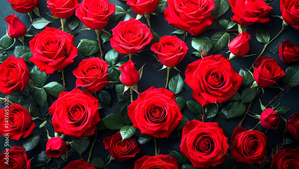 Fototapeta premium Vibrant red roses wallpaper for elegant decor