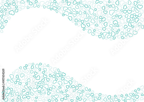 ハート柄の背景 緑系の3色 フチハート