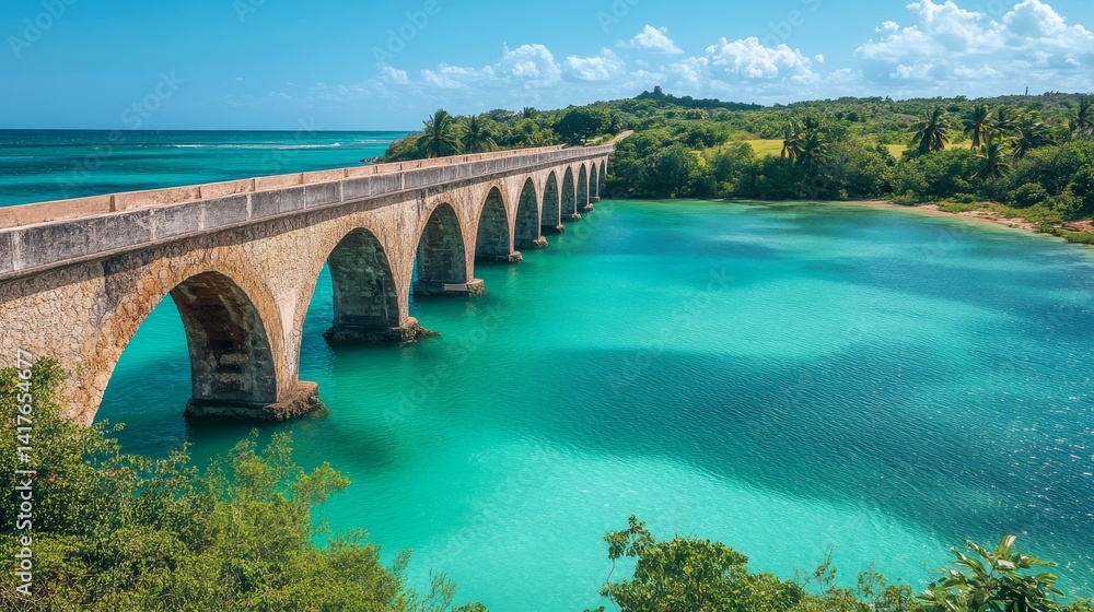 Stunning Stone Bridge Over Turquoise Caribbean Waters Stunning Stone Bridge Over Turquoise Caribbean Waters