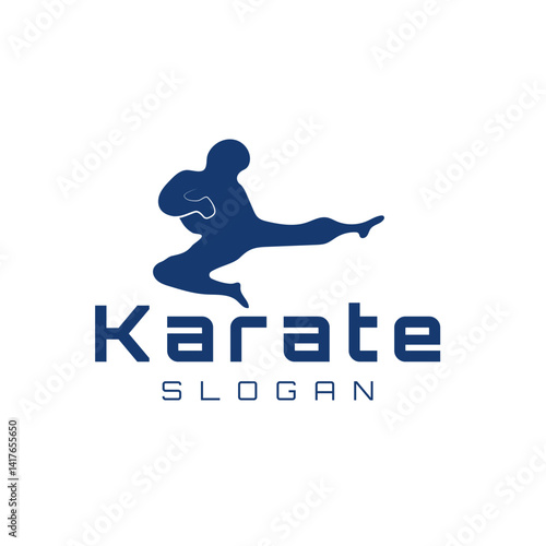 Vector illustration of a kicking silhouette in karate sport. Perfect for logo design, posters, or promotional materials related to martial arts and sports.