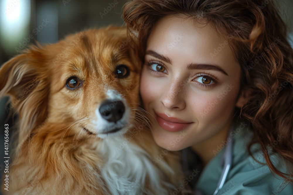 Portrait of a woman with her pet Portrait of a woman with her pet