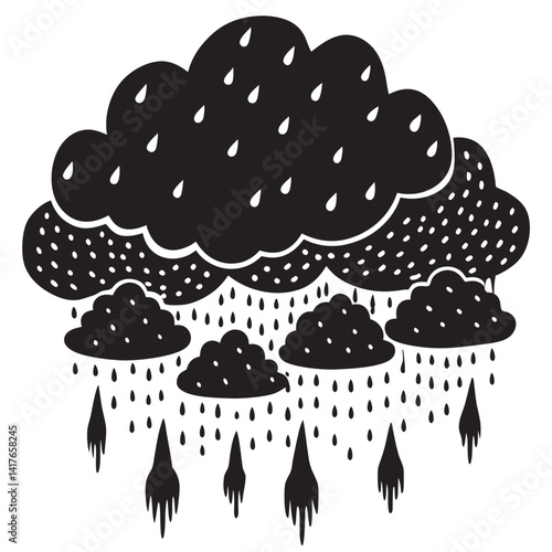 Floating cloud with  raining down 