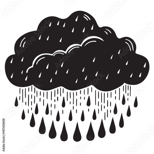 Floating cloud with  raining down 
