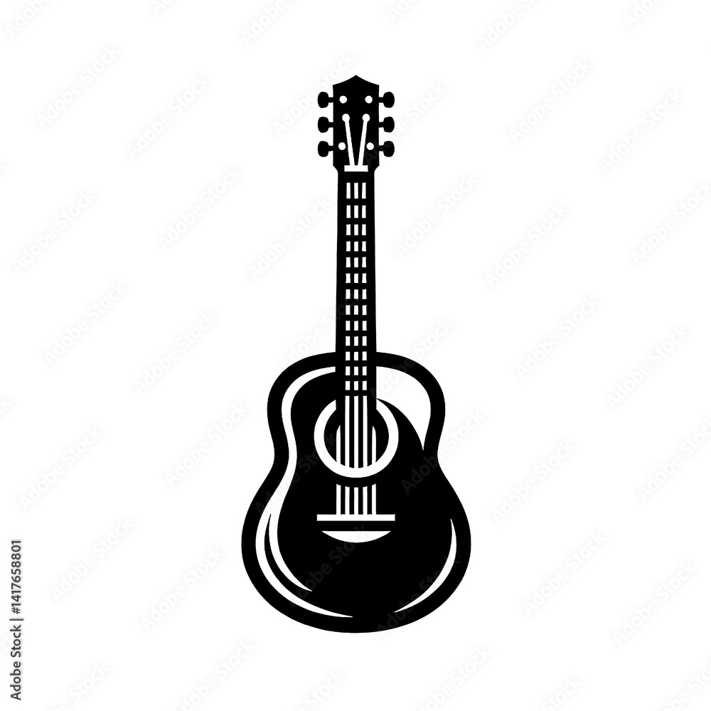 Obraz premium Elegant Guitar with Minimalist Design, Black and White Vector