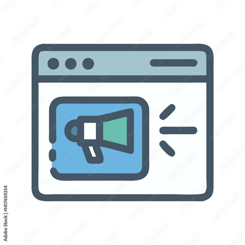 Ads on Website Icon Representing Online Advertising and Digital Promotion Ads on Website Icon Representing Online Advertising and Digital Promotion