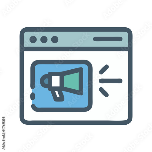 Ads on Website Icon Representing Online Advertising and Digital Promotion