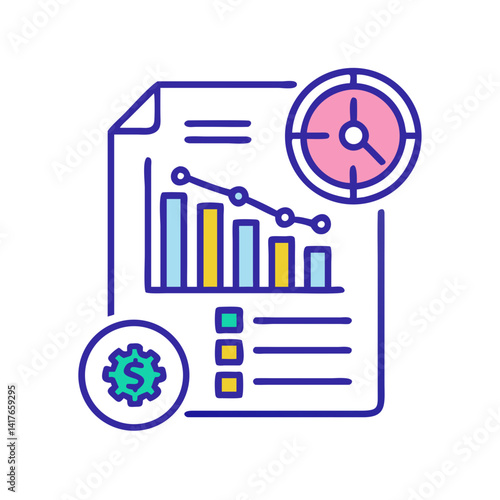 Analytical Report Icon Representing Performance Analysis and Business Metrics