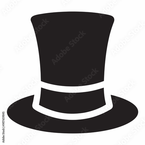 Black retro top hat vector icon 