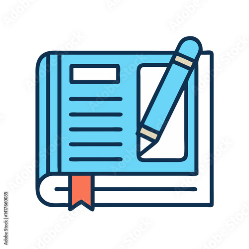 Book with Pencil Icon Representing Personal Study and Note-Taking