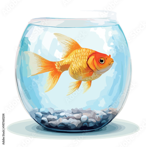 illustration, fish, goldfish, animal, drawing, water, aquatic, aquarium, cartoon, vector, design, gold, marine, isolated, pet, tropical, sea, cute, nature, orange, tail, art, graphic, underwater, 