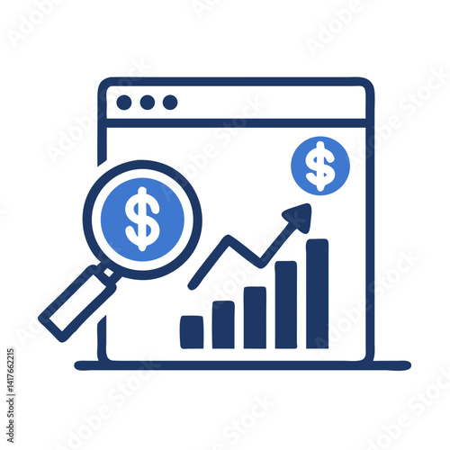 Growth Analysis Icon Representing Statistical Data and Business Insights
