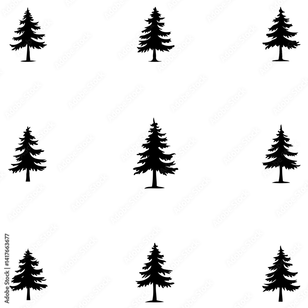 Fototapeta premium Graphic trees pattern minimal background seamless