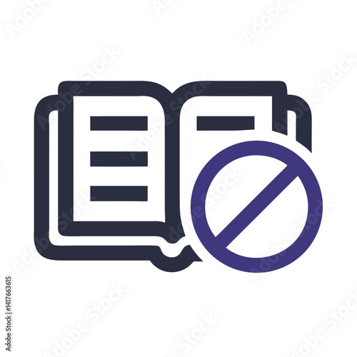 No Book Icon Representing Reading Restriction and Content Access Denial
