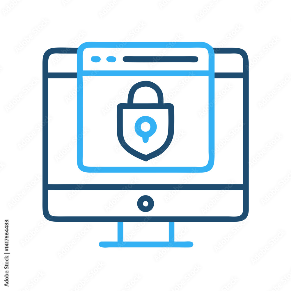 Secure Computer Icon Representing Web Access Protection and Cybersecurity Secure Computer Icon Representing Web Access Protection and Cybersecurity
