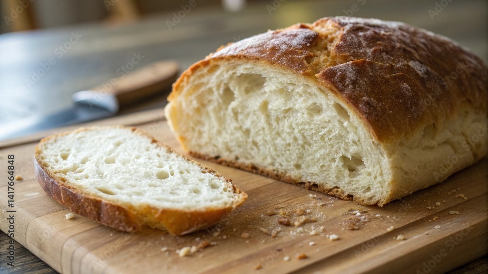 sliced bread on a cutting board sliced bread on a cutting board