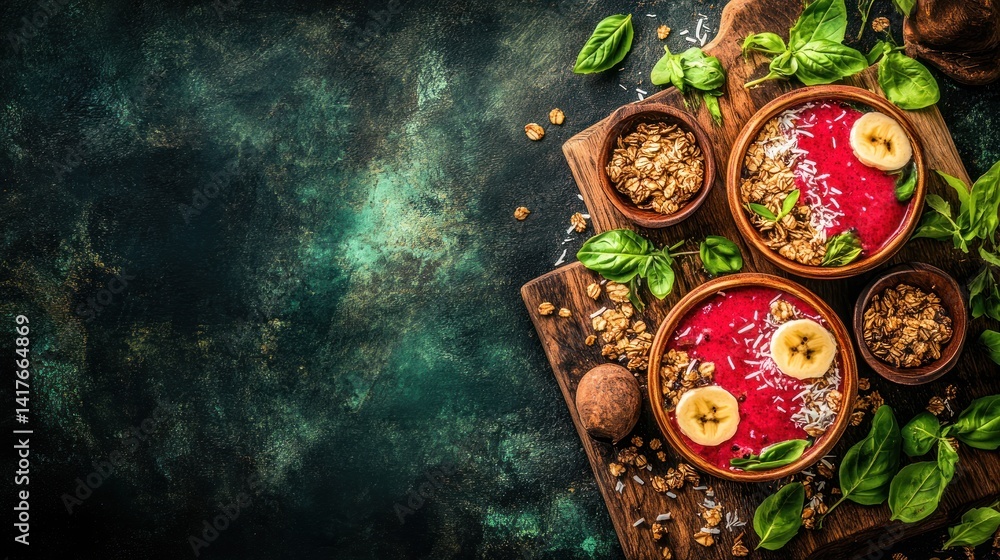 Delicious Berry Smoothie Bowls with Granola and Banana Delicious Berry Smoothie Bowls with Granola and Banana