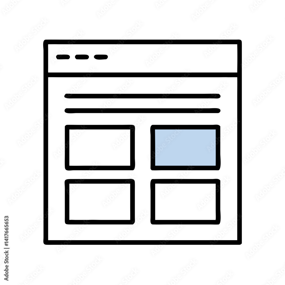 Wireframe Page Icon Representing UX Layout and Digital Interface Design Wireframe Page Icon Representing UX Layout and Digital Interface Design