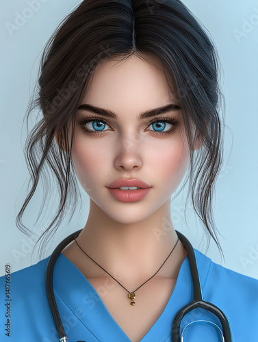 Wallpaper Mural Beautiful woman close-up, doctor nurse care portrait close-up Torontodigital.ca