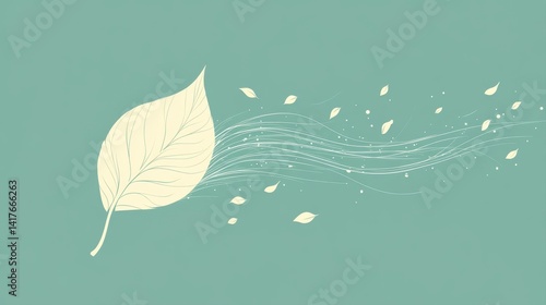 Elegant Leaf Design with Wind Movement and Soft Background for Nature and Environmental Themes