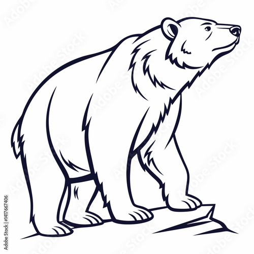 Simple a Bear line art vector design white background