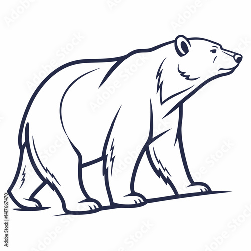 Simple a Bear line art vector design white background