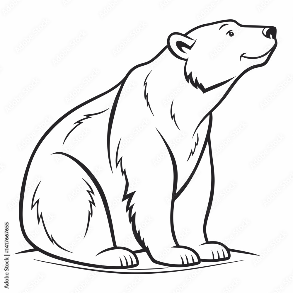 Simple a Bear line art vector design white background Simple a Bear line art vector design white background