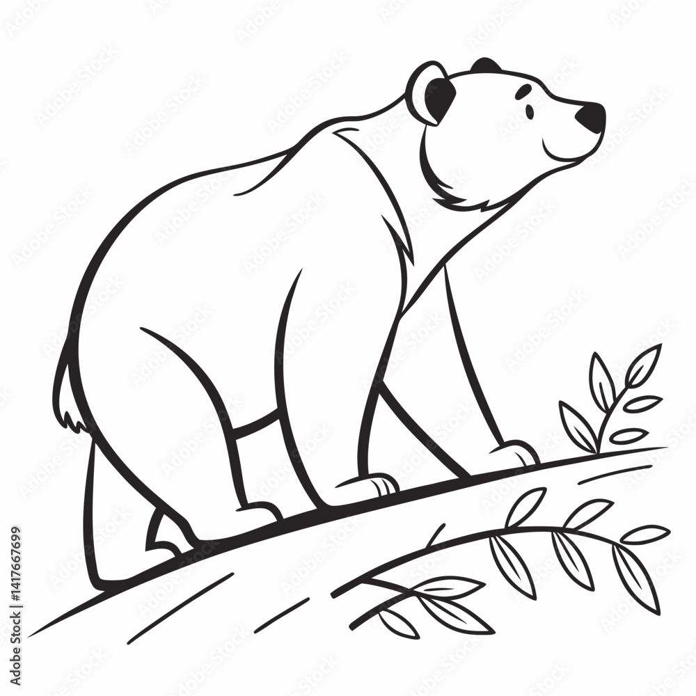 Simple a Bear line art vector design white background Simple a Bear line art vector design white background
