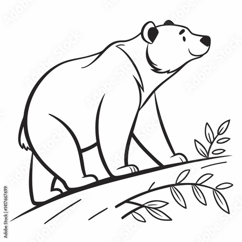 Simple a Bear line art vector design white background
