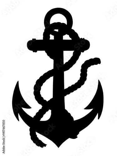 Nautical 3d design featuring a metal anchor with rope, an icon often used in business and finance concepts