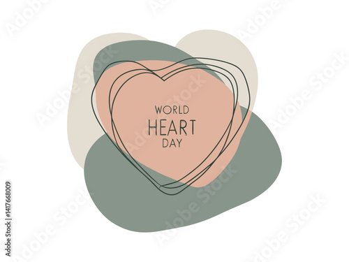 Colorful Line Art Illustration of a Human Heart, A stylized, line-art illustration of a human heart set against a backdrop of pastel-colored, abstract shapes.