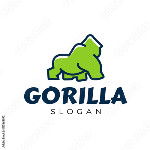 Strong Green Monkey Line Art Unique Vector Logo of Strong Wild Animal