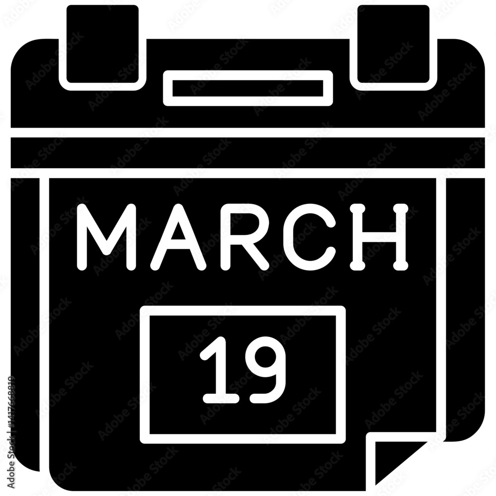 19th March Date Icon 19th March Date Icon