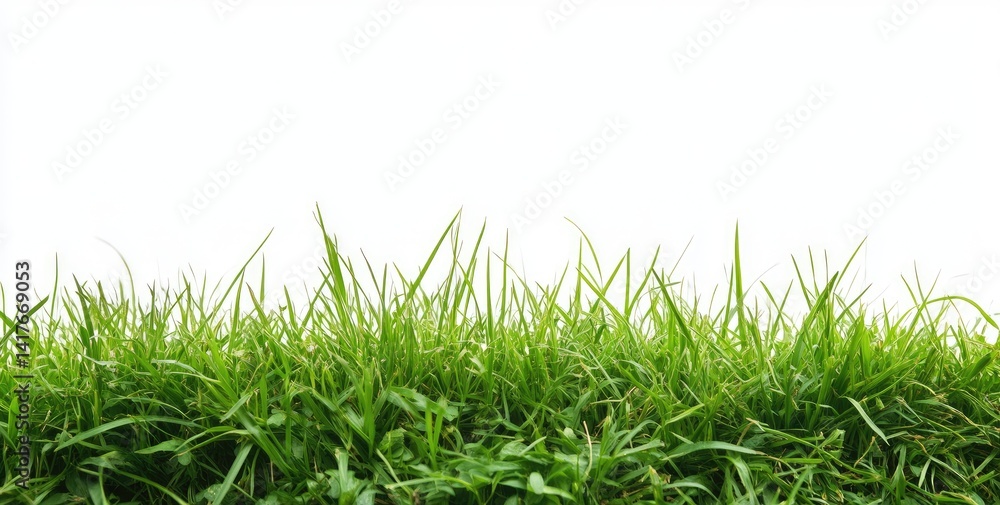 Fototapeta premium Lush green grass, isolated on white