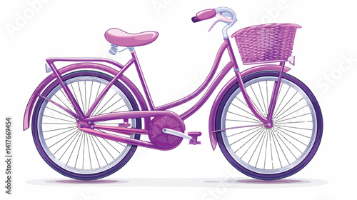 Purple Bicycle on White Background Vector Illustration