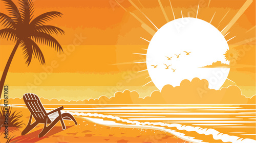 Vibrant Summer Design on Orange Background for Creative Projects