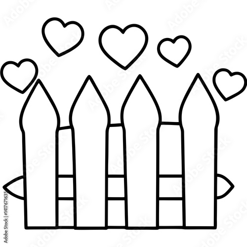 Heart-Themed Garden Fence Line Art Design