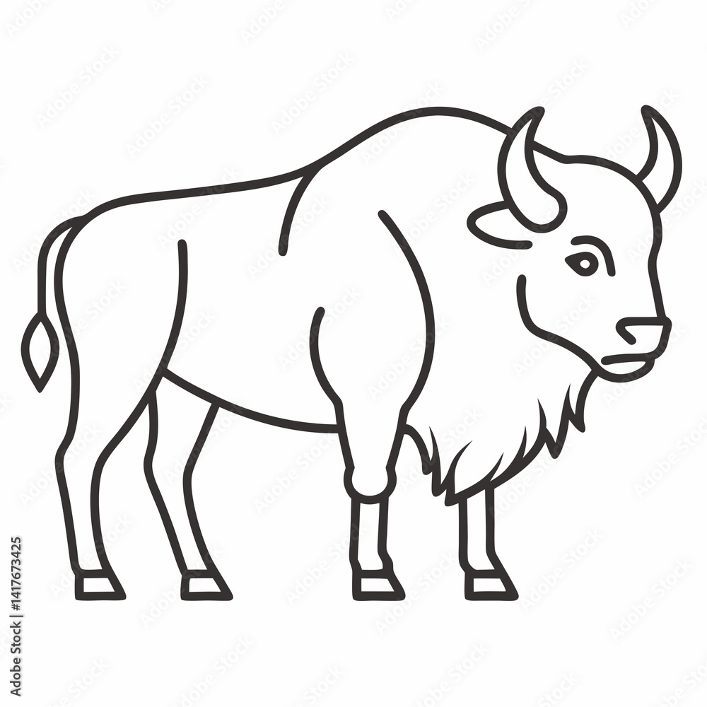 Simple a Bison line art vector white background Simple a Bison line art vector white background