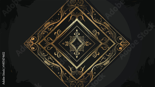 Elegant Black Ornament Frame in Diamond Shape for Decorative Design