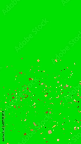 Vertical Animated Golden Confetti Explosion on Green Screen