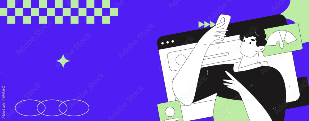 Obraz premium Flat vector illustration of business people operating work scene 