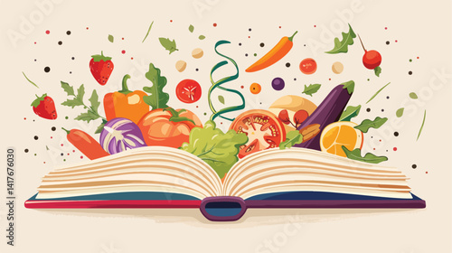 Vibrant Open Recipe Book with Spiral Binding for Culinary Creations
