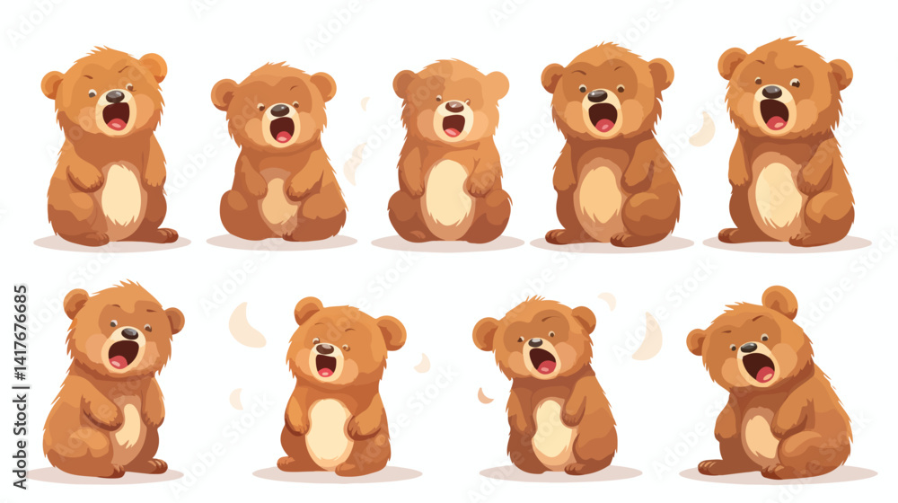 Adorable Grizzly Bear Expressing Various Emotions with Tiny Teddy Bear and Emoji Adorable Grizzly Bear Expressing Various Emotions with Tiny Teddy Bear and Emoji